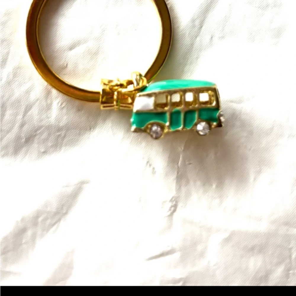 NWT Keychain Purse Charm VW Van Green and Gold Bus - Picture 8 of 8
